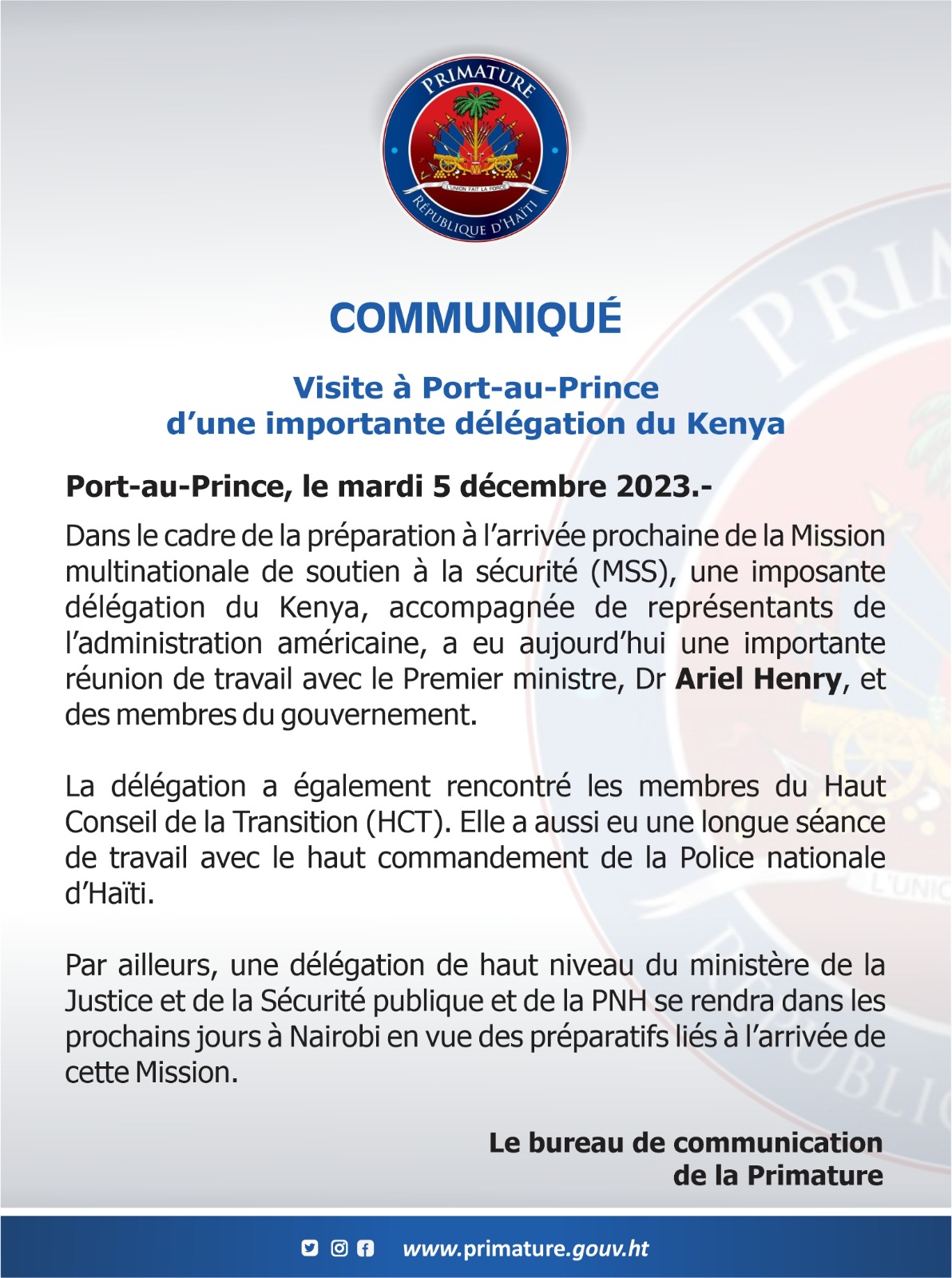 Visite à Port-au-Prince D’une Importante Délégation Du Kenya ...